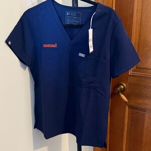 Figs Deep Blue V-Neck Scrub Top